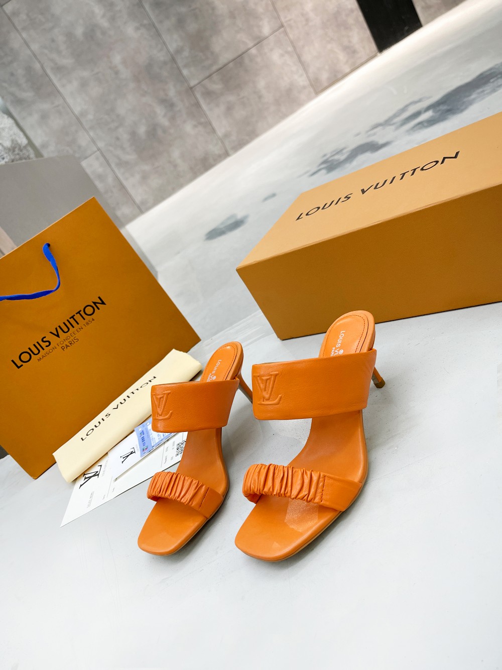 Louis Vuitton Women's Drapy Mule Orange For Women LV - Soul Replicas