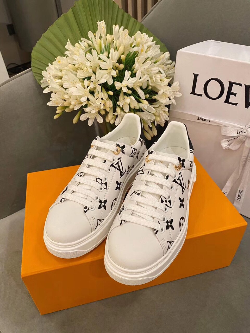 Louis Vuitton Time Out Sneakers White/Black For Women LV - Soul Replicas