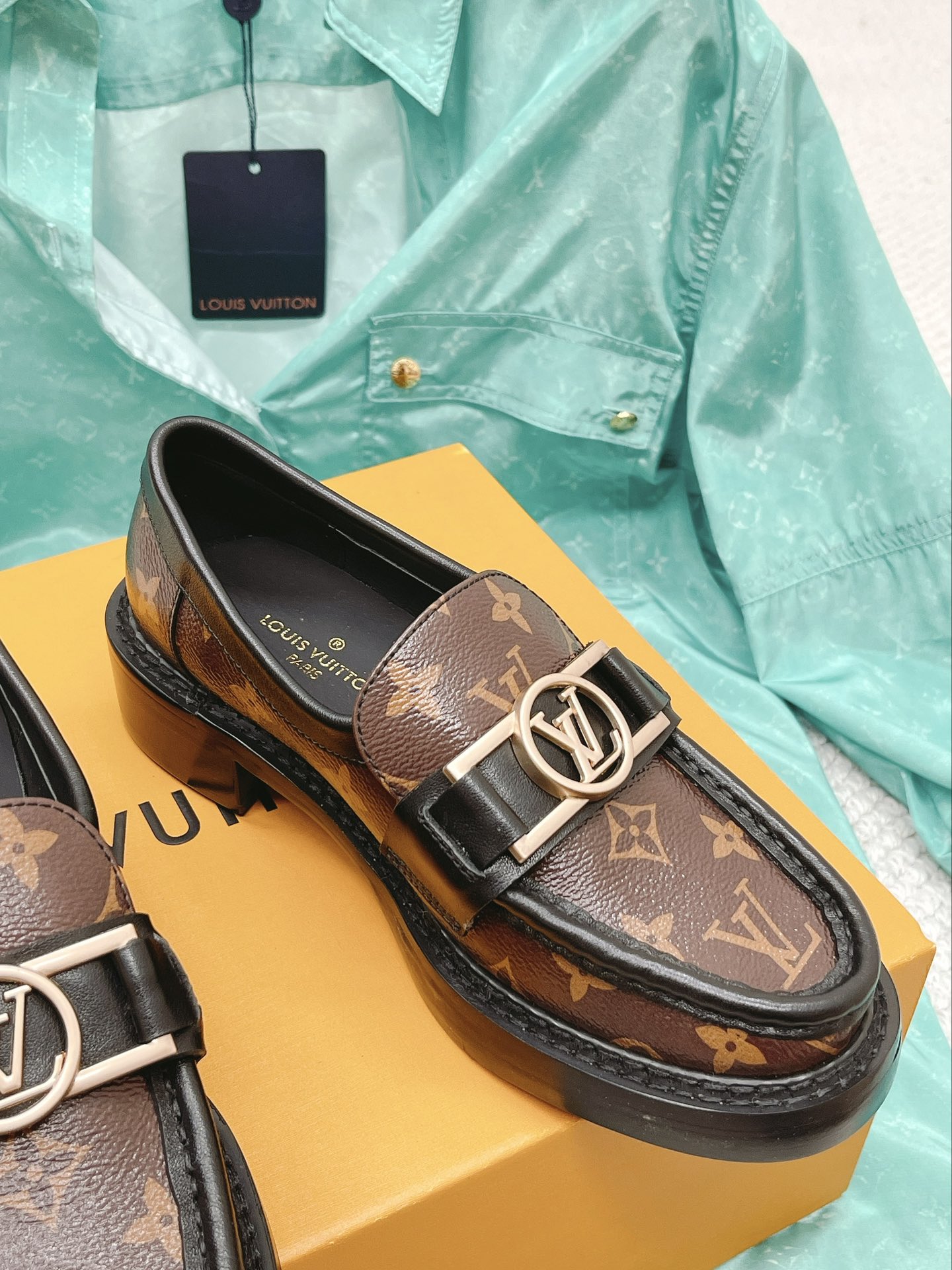 Louis Vuitton Women's Academy Loafer Gold Toned Hardware Brown For Women LV - Soul Replicas