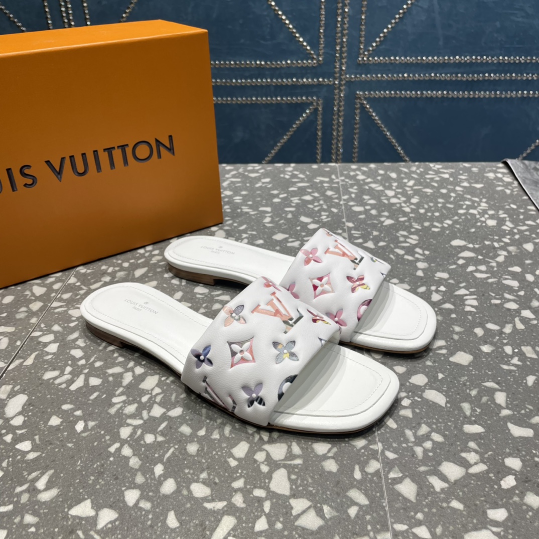 Louis Vuitton Women's Revival Flat Mule White For Women LV 1AAORE - Soul Replicas