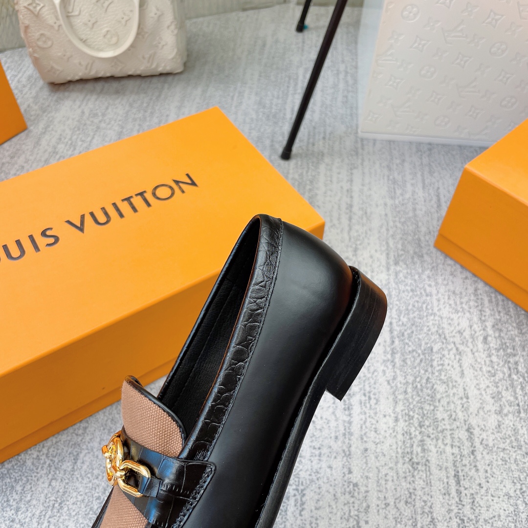 Louis Vuitton Women's Chess Flat Loafe Black And Beige  For Women LV - Soul Replicas