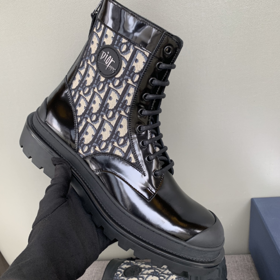 Christian Dior Explorer Ankle Boot Shiny Black For Men CD - Soul Replicas