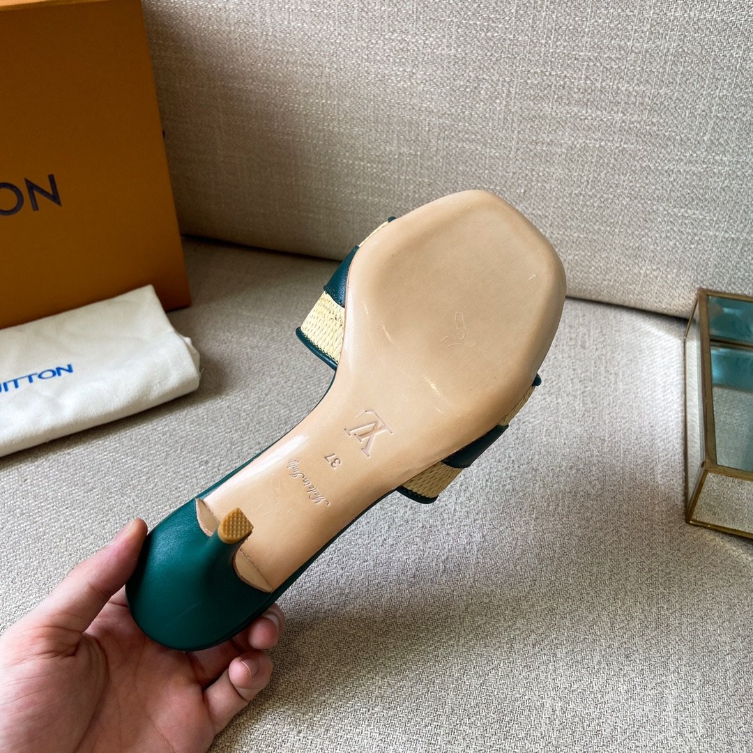 Louis Vuitton Women's Lock It Mule Green For Women LV 3.7in/9.5cm - Soul Replicas