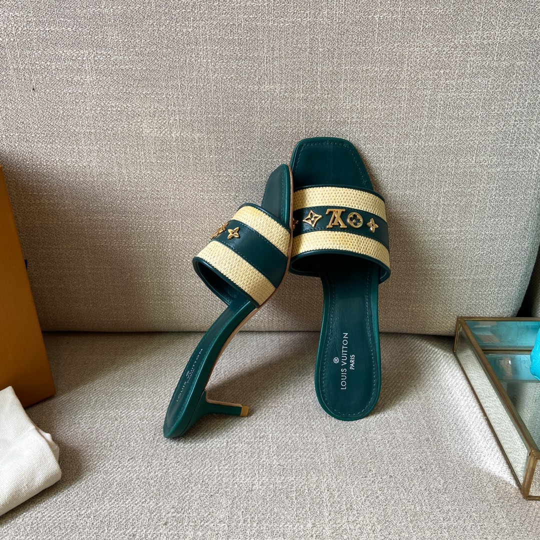 Louis Vuitton Women's Lock It Mule Green For Women LV 2.2in/5.5cm - Soul Replicas