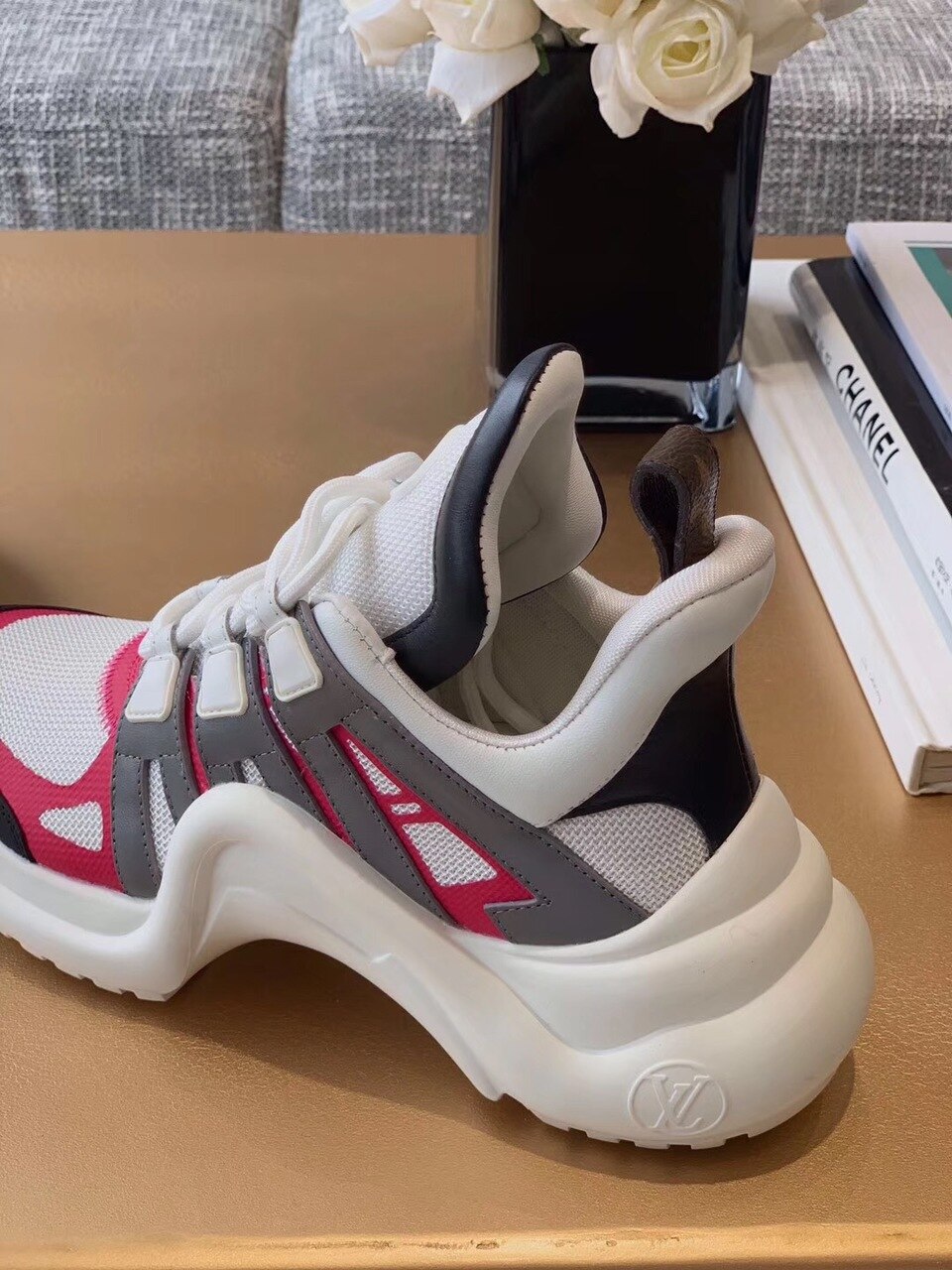 Louis Vuitton Archlight Sneakers Calfskin Leather Fall/Winter Collection White/Pink/Black - Soul Replicas