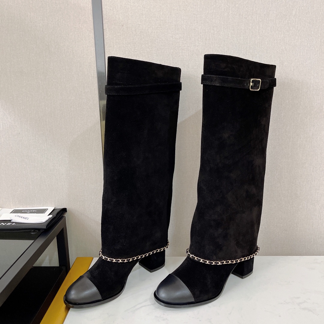 Chanel Women's High Boots Black For Women 2.5in/6.5cm G39345 X56709 94305 - Soul Replicas