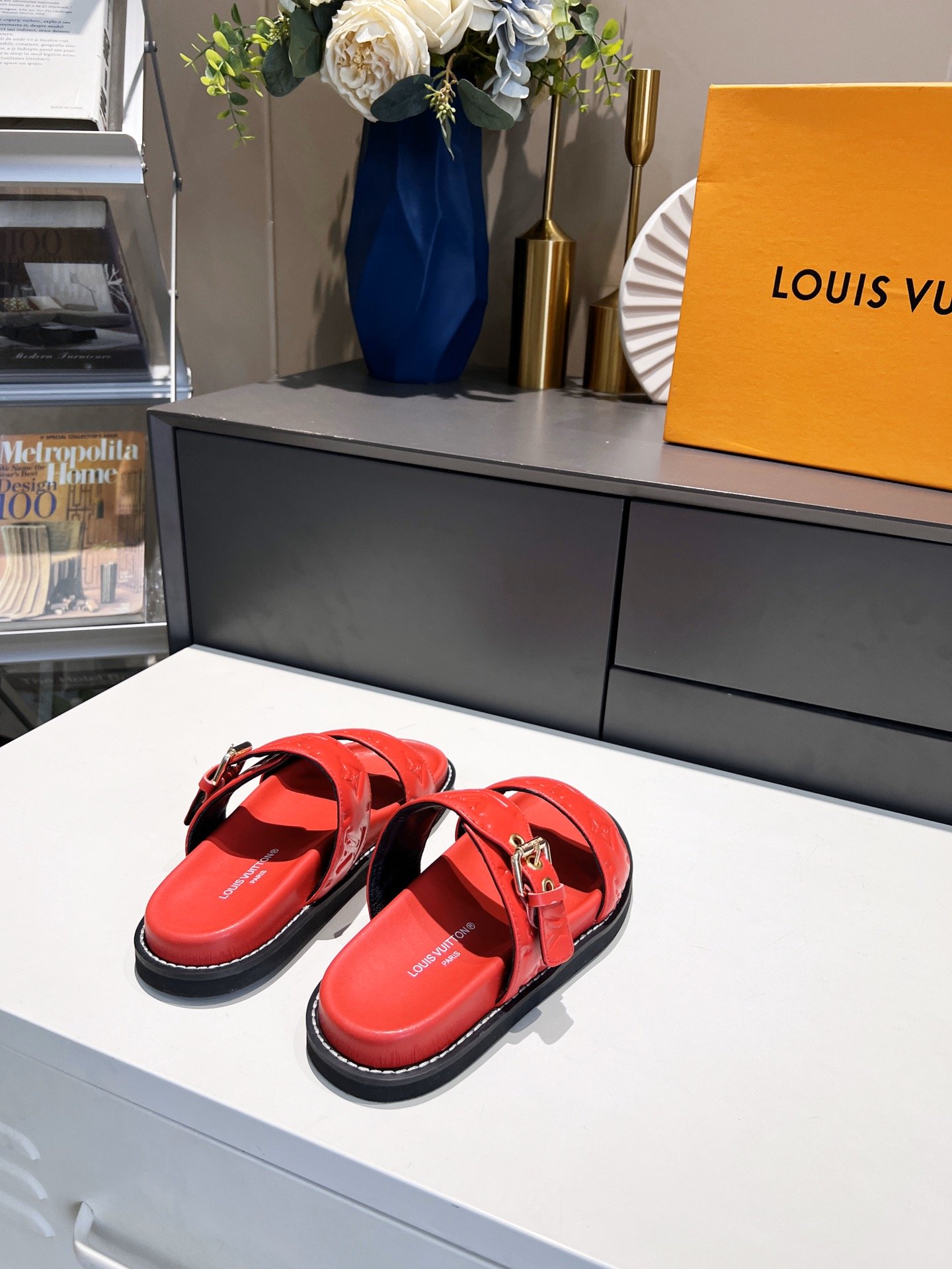 Louis Vuitton Women's Bom Dia Flat Mule Red For Women LV - Soul Replicas