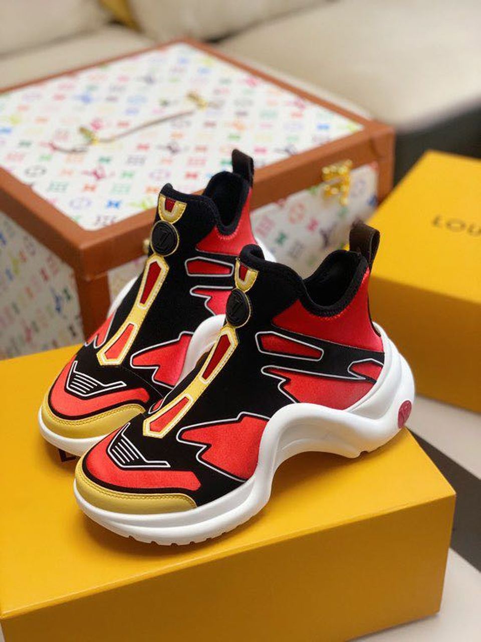 Louis Vuitton LV Archlight Sneaker Recycled Printed Nylon Red For Women LV - Soul Replicas