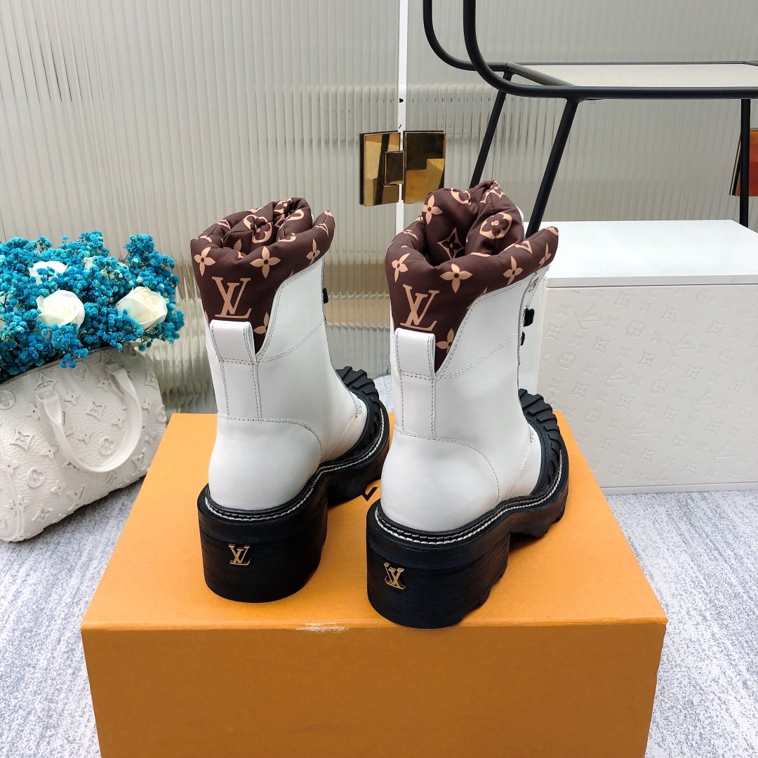 Louis Vuitton LV Beaubourg Ankle Boot White For Women LV - Soul Replicas