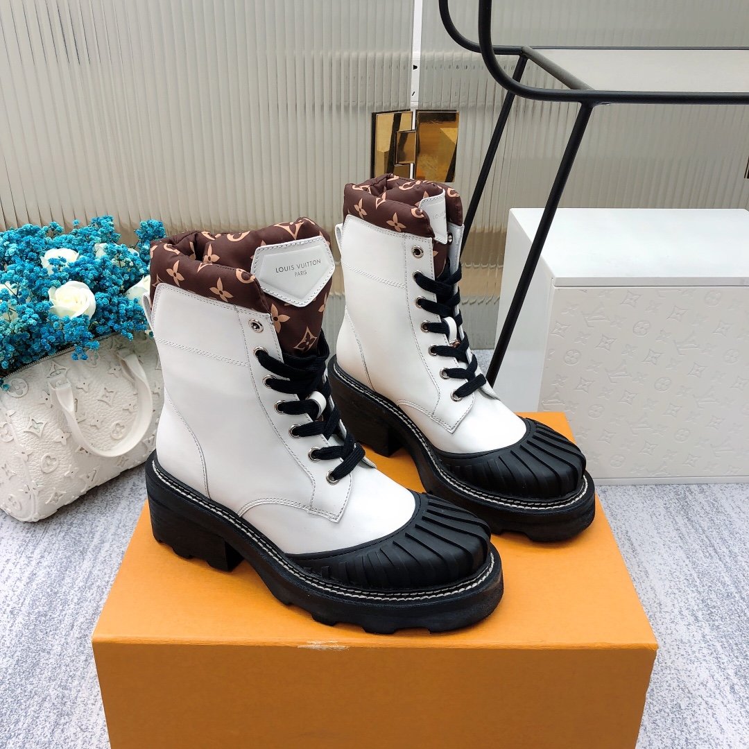 Louis Vuitton LV Beaubourg Ankle Boot White For Women LV - Soul Replicas