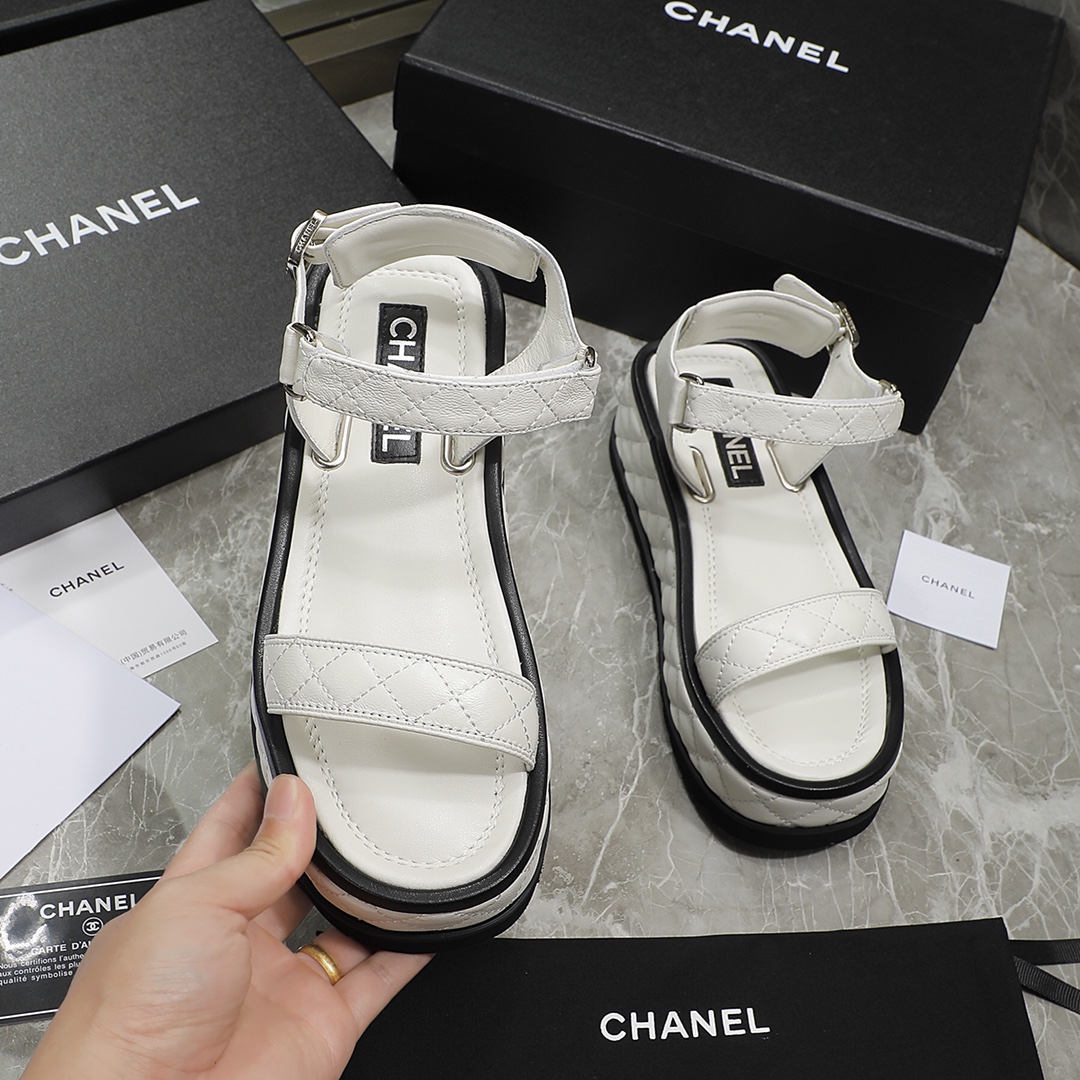 Chanel Women's Sandals White For Women 2in/5cm - Soul Replicas