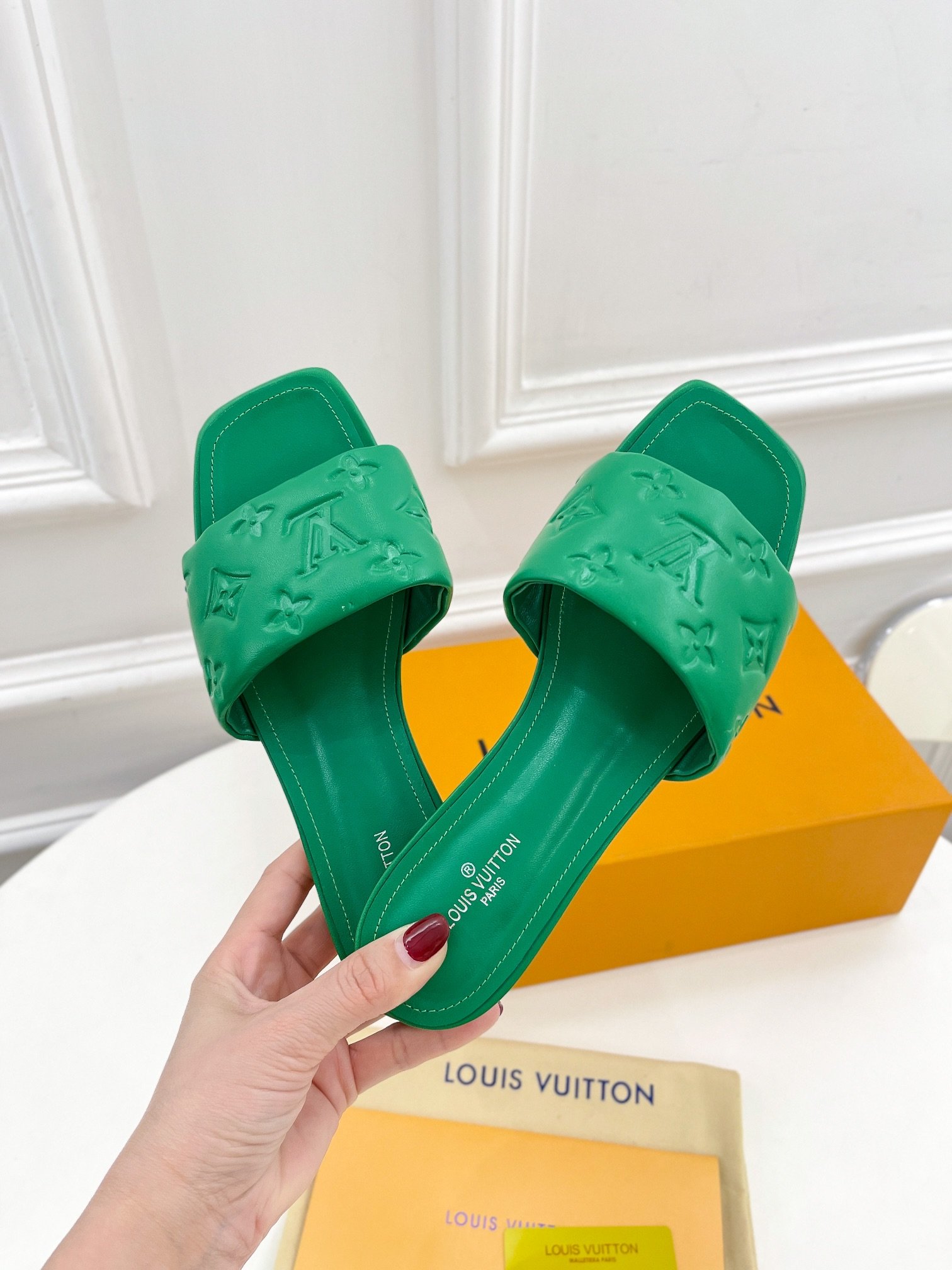 Louis Vuitton Women's Revival Flat Mule Green For Women LV 1A9P5L - Soul Replicas