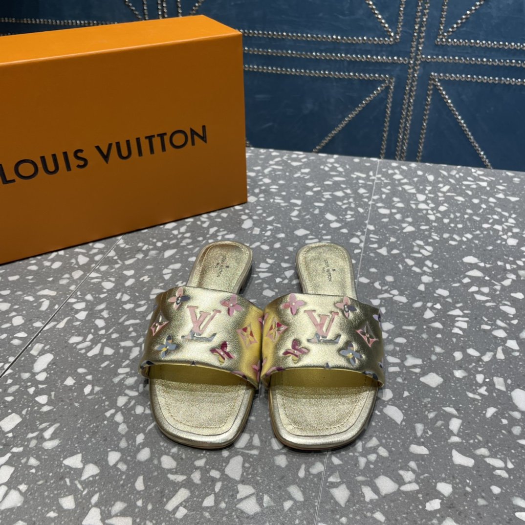 Louis Vuitton Women's Revival Flat Mule Gold For Women LV - Soul Replicas