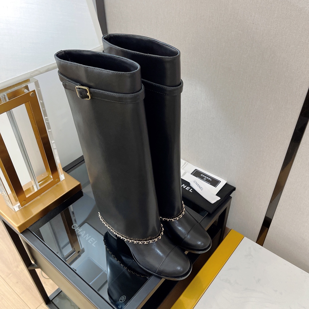 Chanel Women's High Boots Black For Women 2.5in/6.5cm - Soul Replicas
