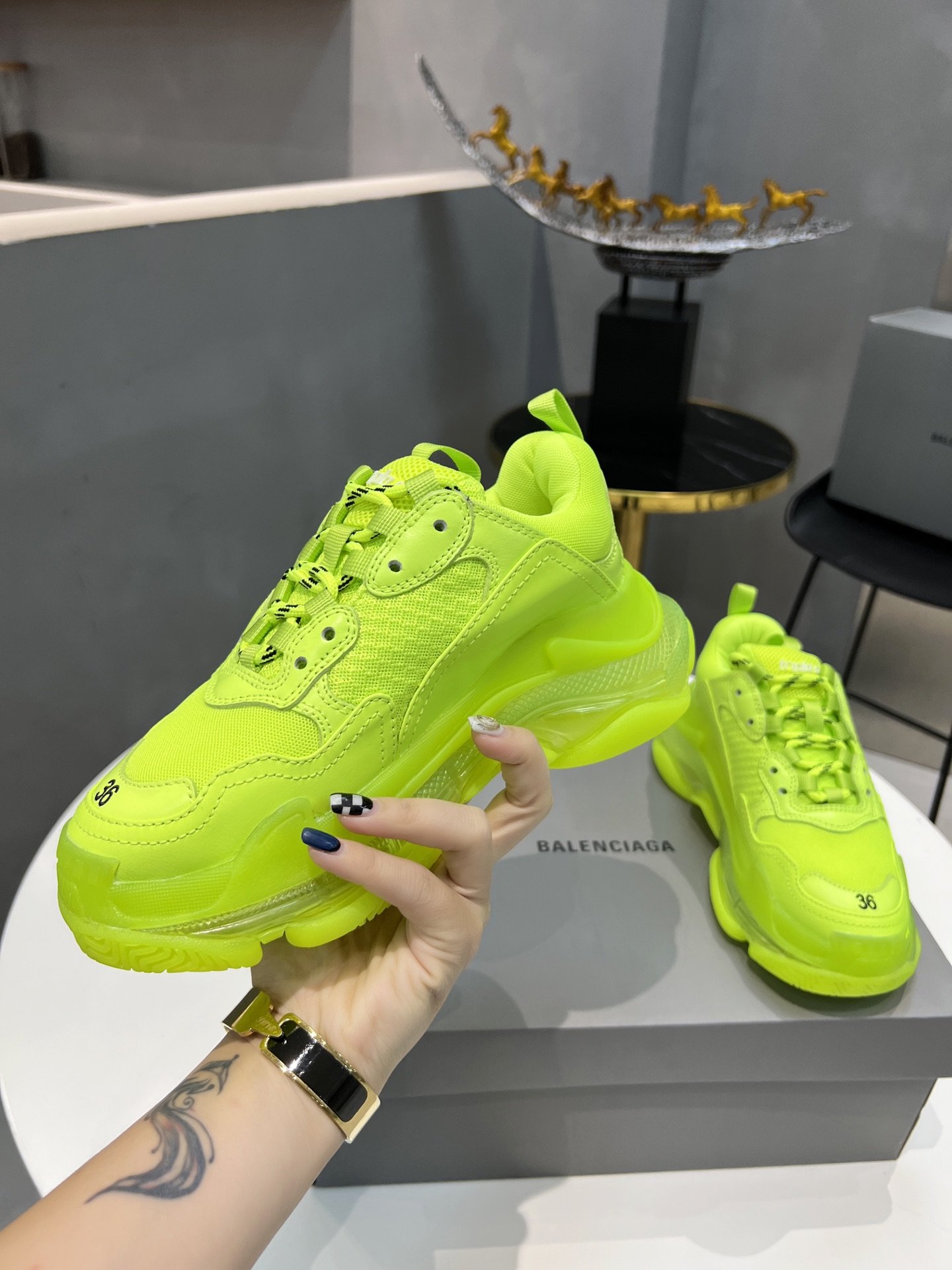 Balenciaga Triple S Trainers Clear Sole Yellow For Women - Soul Replicas