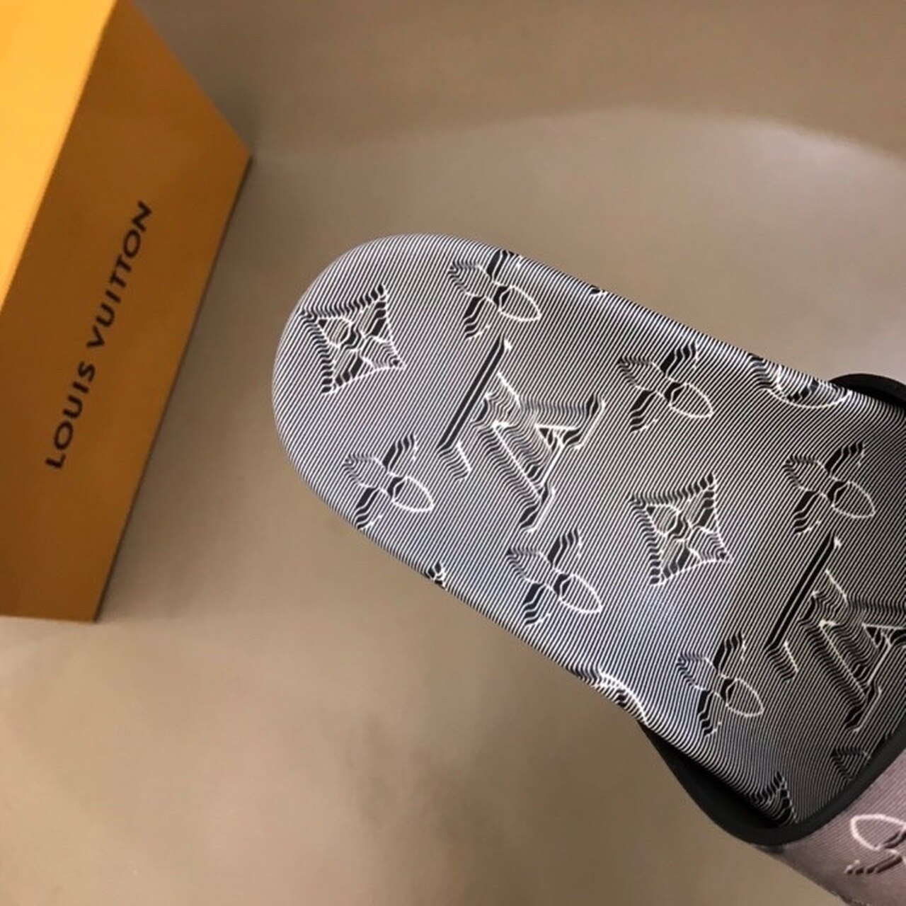 Louis Vuitton Waterfront Mule Monogram Embossed Metallic Rubber Gray For Women LV - Soul Replicas