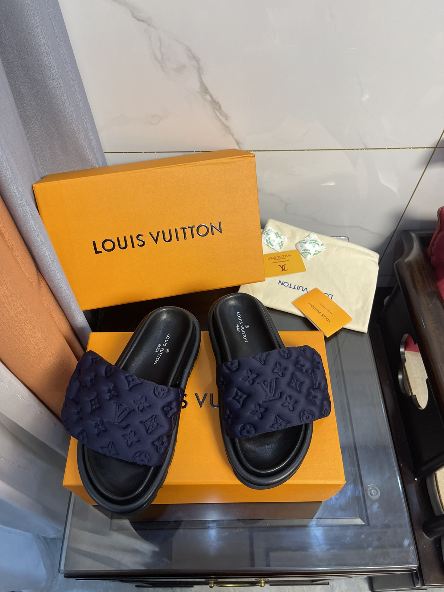 Louis Vuitton Women's Pool Pillow Comfort Mule Dark Blue For Women LV - Soul Replicas