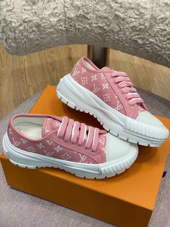 Louis Vuitton Squad Sneaker Monogram Denim Pink For Women LV 1A9S0M - Soul Replicas