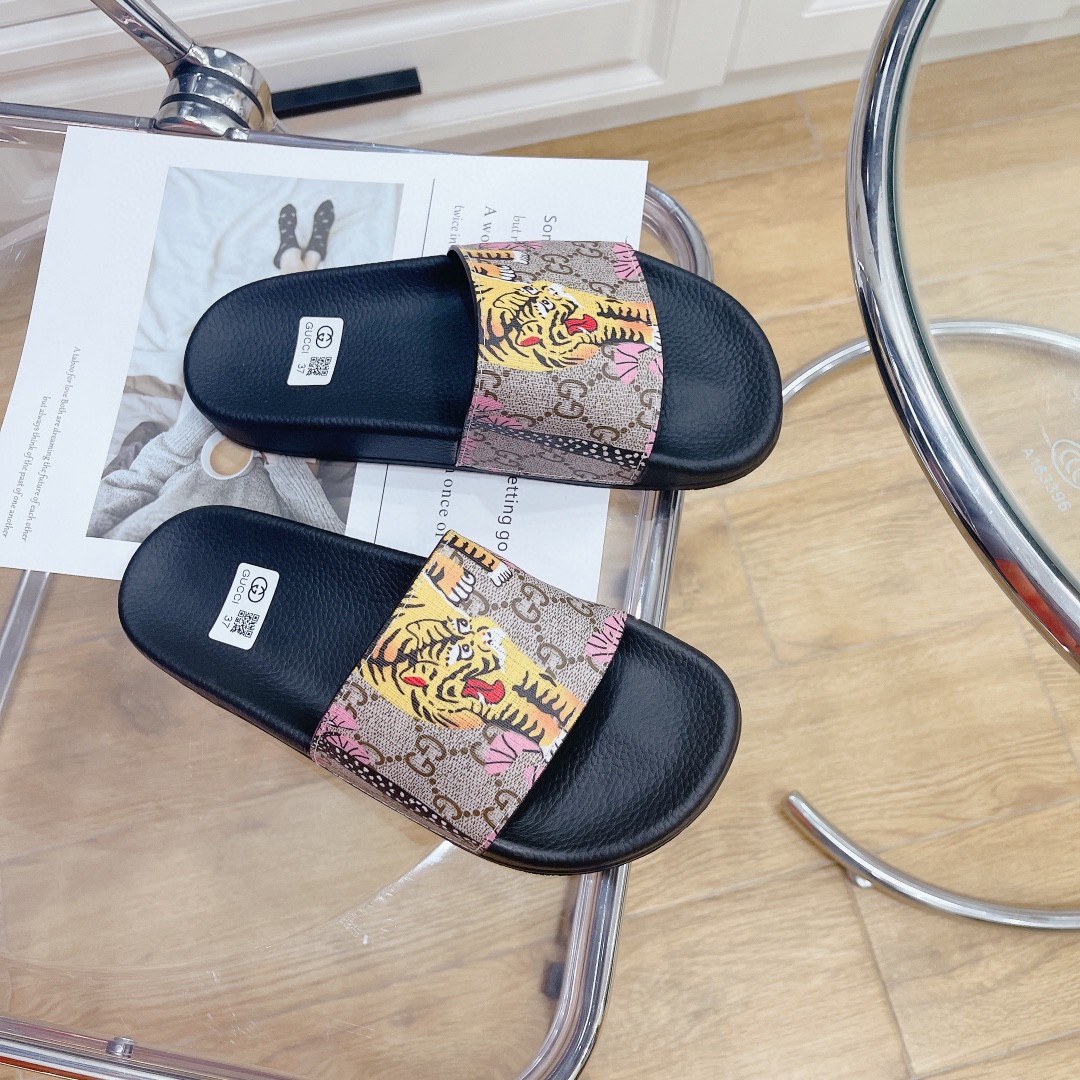 Gucci Women's Tiger Print Slide Sandal Multicolor For Women 408508 - Soul Replicas