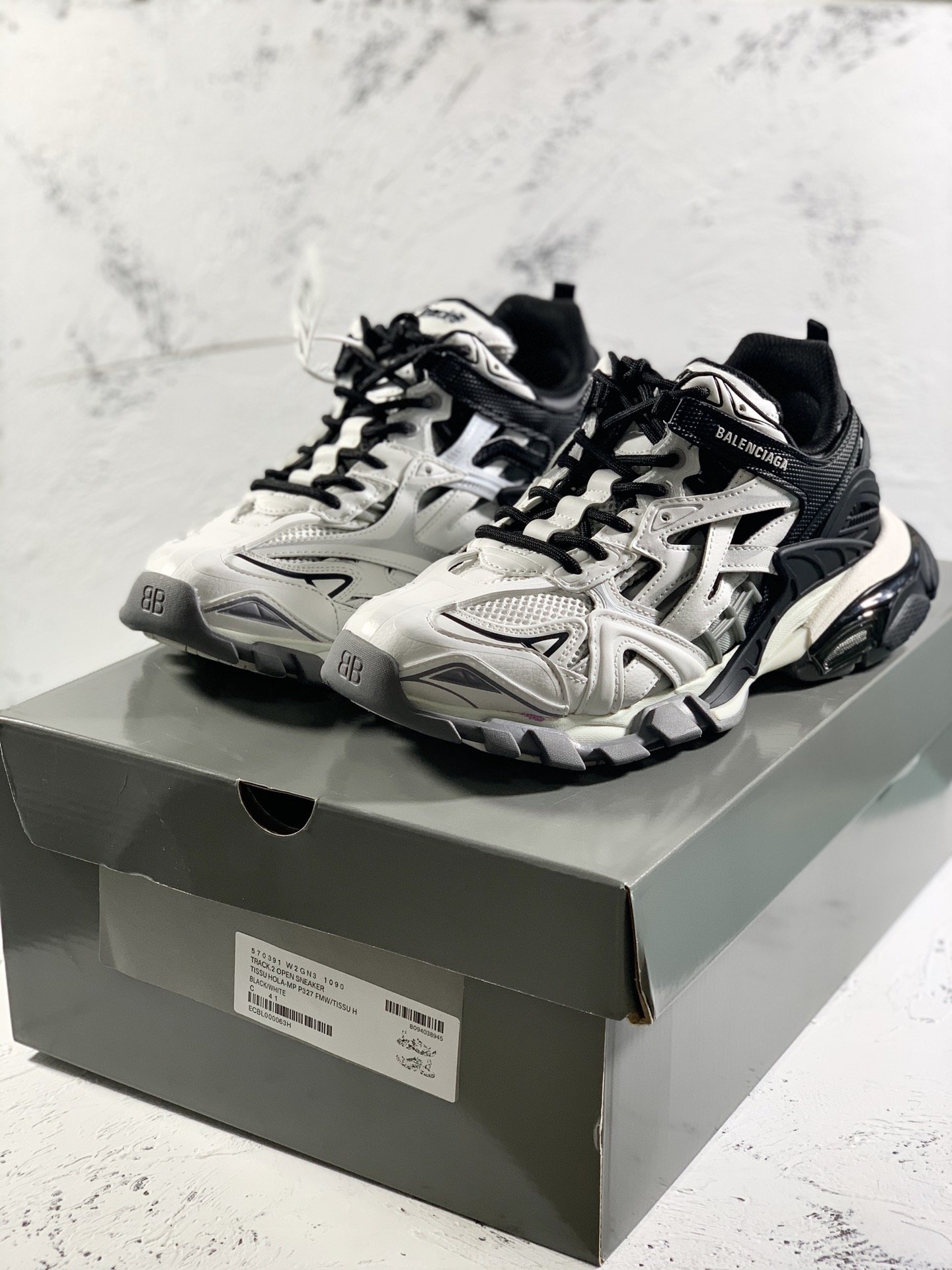 Balenciaga Track.2 Clear Sole Trainers Black/White For Women - Soul Replicas