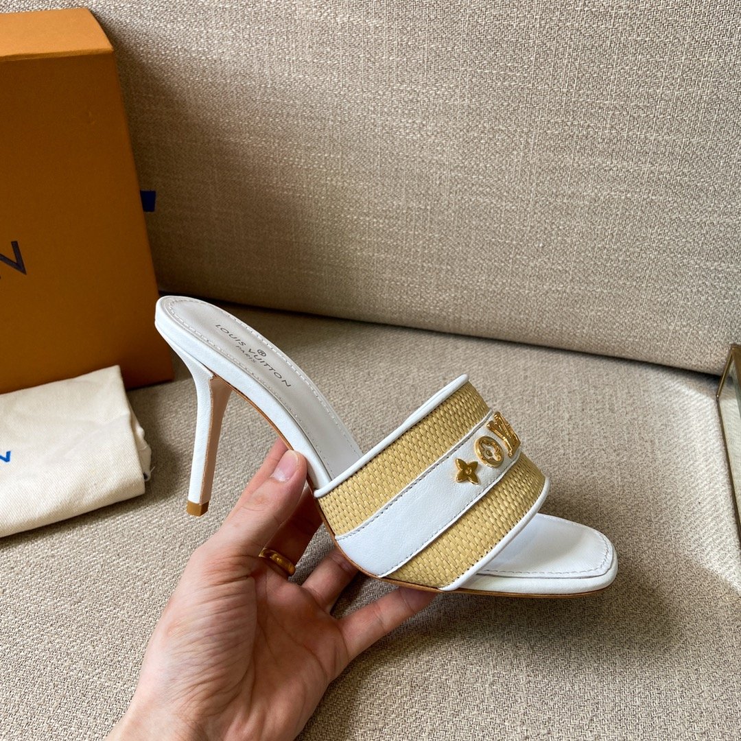 Louis Vuitton Women's Lock It Mule White For Women LV 3.7in/9.5cm - Soul Replicas