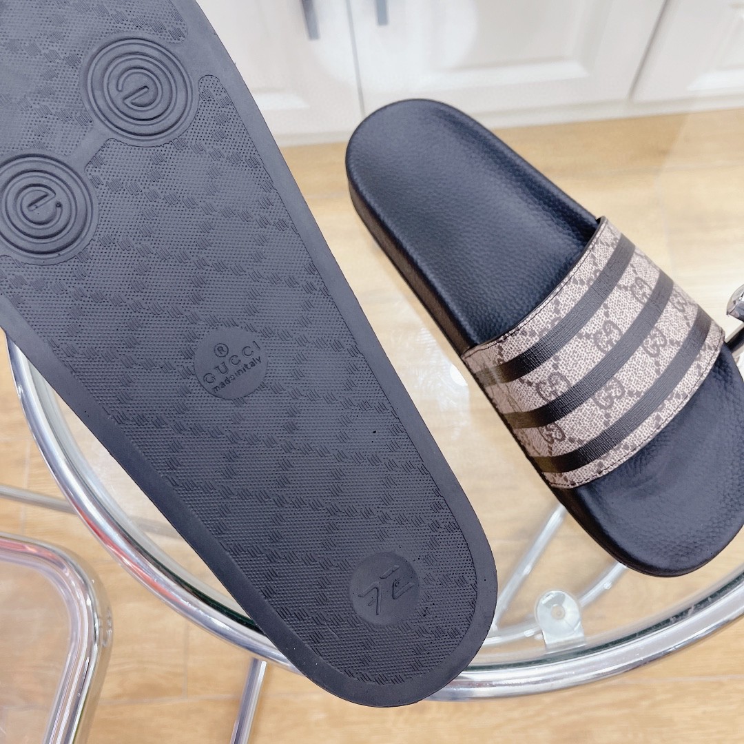 Gucci Women's Gucci Slide Sandal Stripes Black For Women 407345 - Soul Replicas