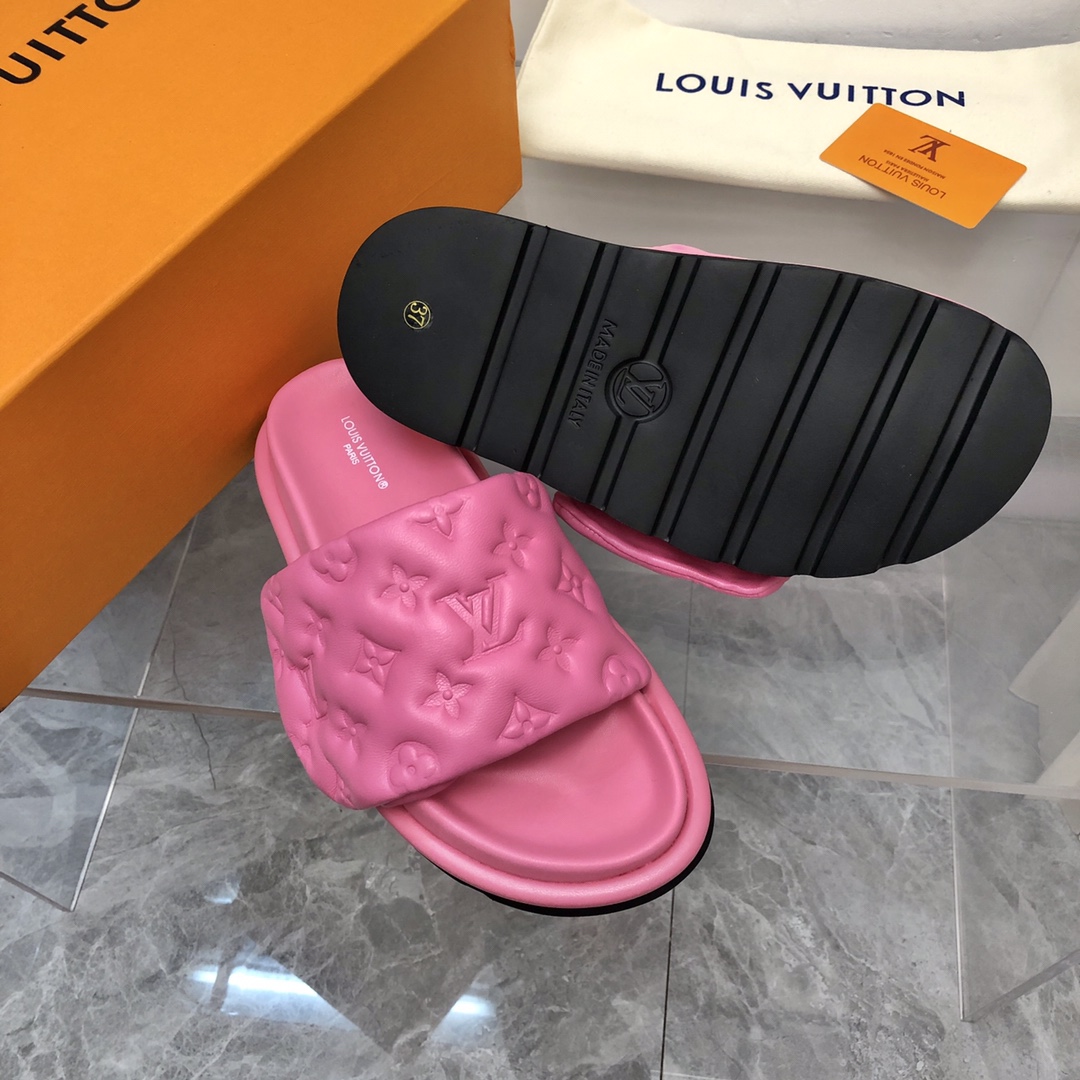 Louis Vuitton Women's Pool Pillow Flat Comfort Mule Pink For Women LV - Soul Replicas