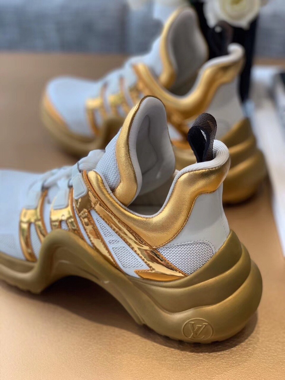 Louis Vuitton LV Archlight Sneaker Monogram Material White/Gold For Women LV - Soul Replicas