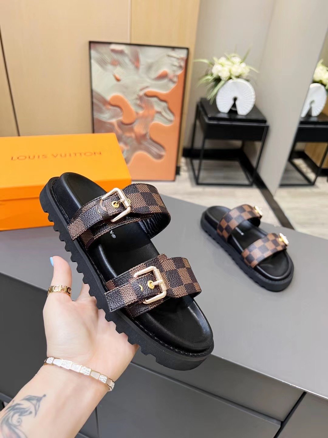 Louis Vuitton Women's Bom Dia Flat Mule Brown For Women LV - Soul Replicas