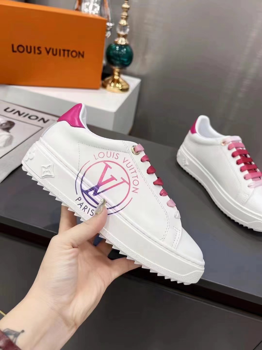 Louis Vuitton Women's Time Out Sneaker Fuchsia Pink For Women LV 1AA1BN - Soul Replicas