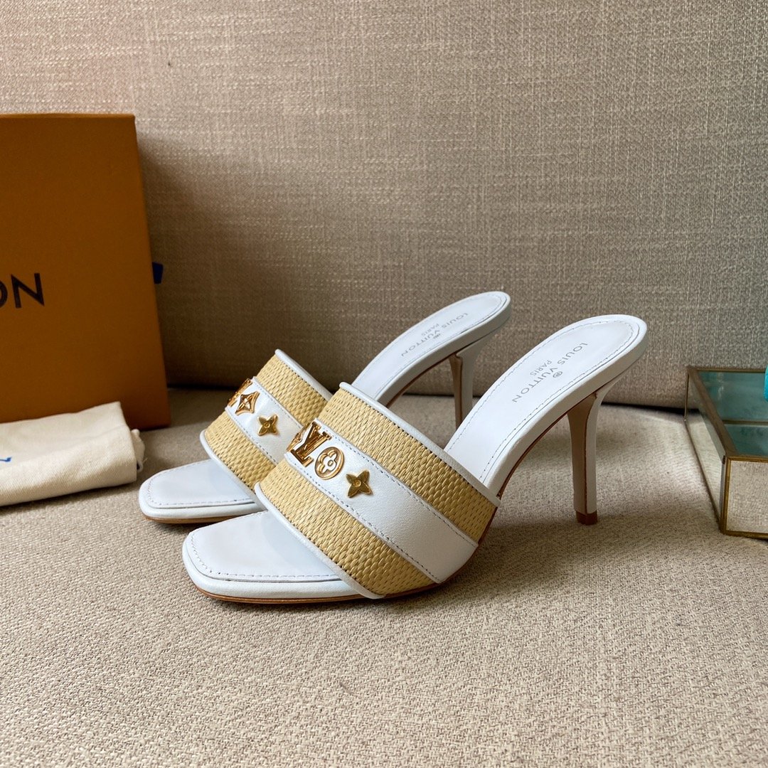 Louis Vuitton Women's Lock It Mule White For Women LV 3.7in/9.5cm - Soul Replicas