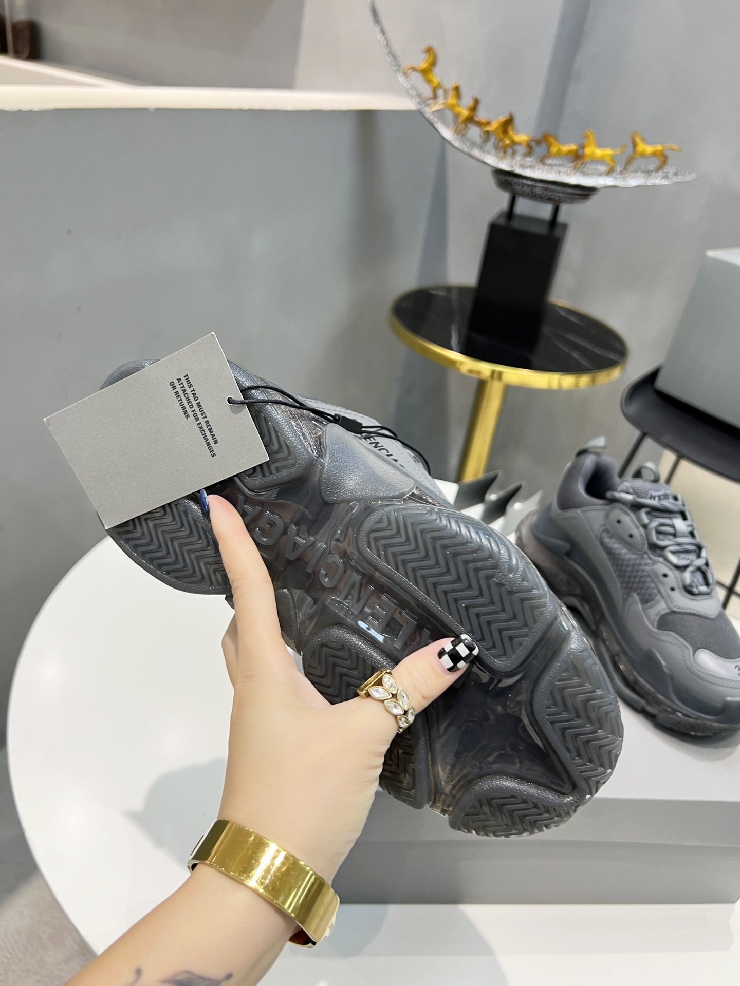 Balenciaga Triple S Trainers Clear Sole Grey For Women - Soul Replicas