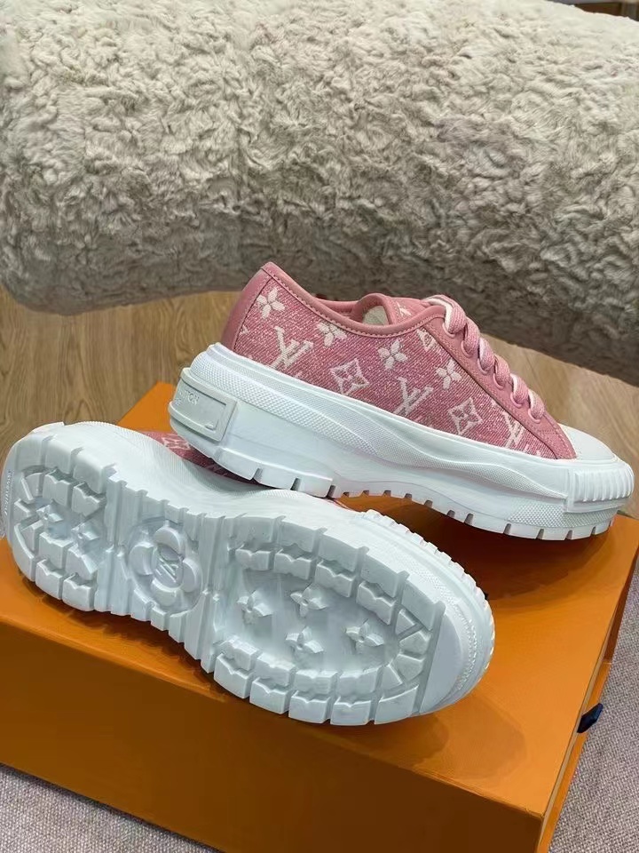 Louis Vuitton Squad Sneaker Monogram Denim Pink For Women LV 1A9S0M - Soul Replicas