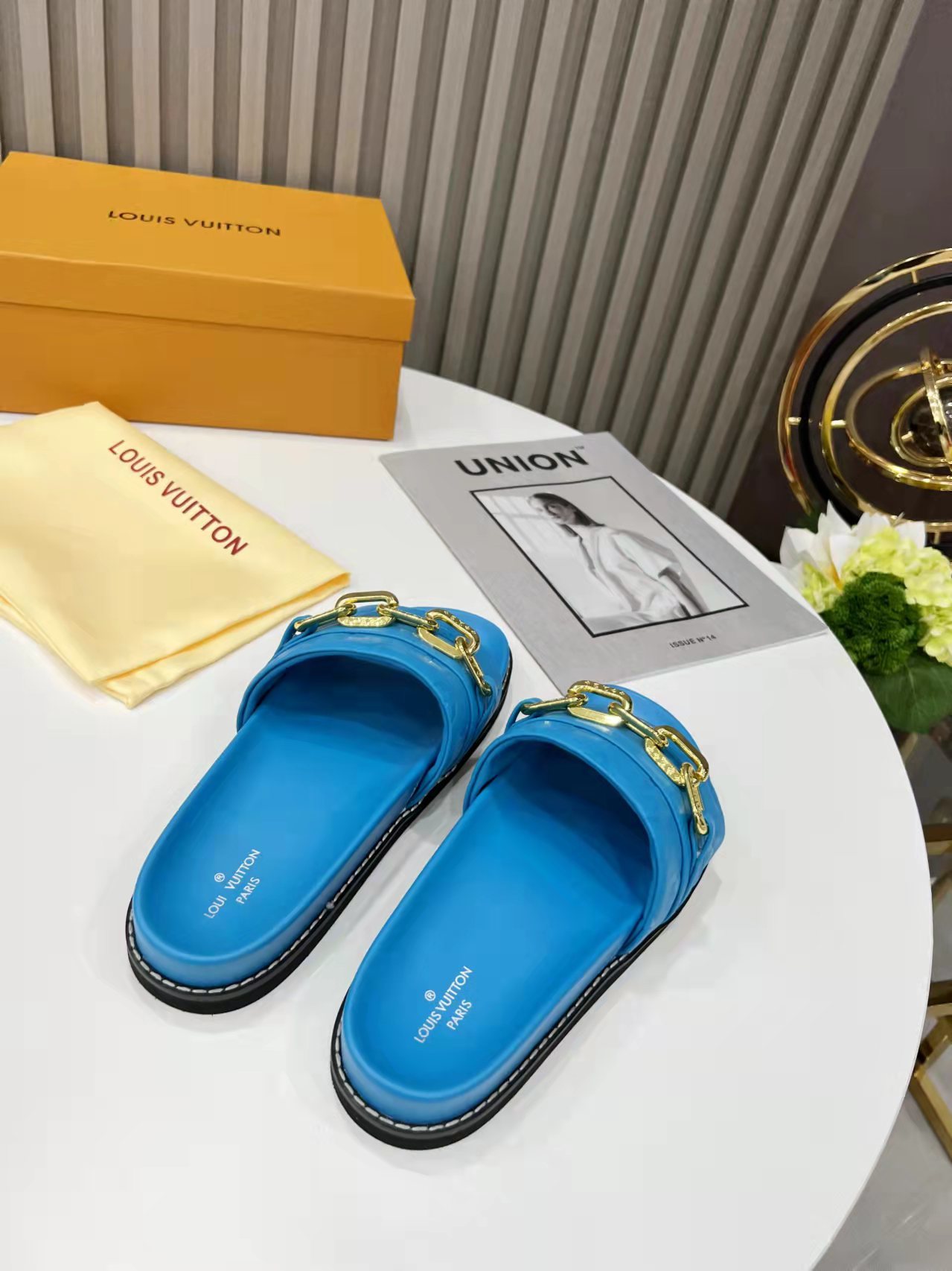 Louis Vuitton Sunset Flat Comfort Mule Blue For Women LV - Soul Replicas