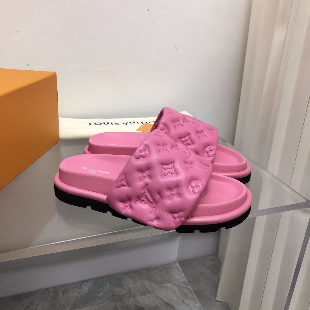 Louis Vuitton Women's Pool Pillow Flat Comfort Mule Pink For Women LV - Soul Replicas