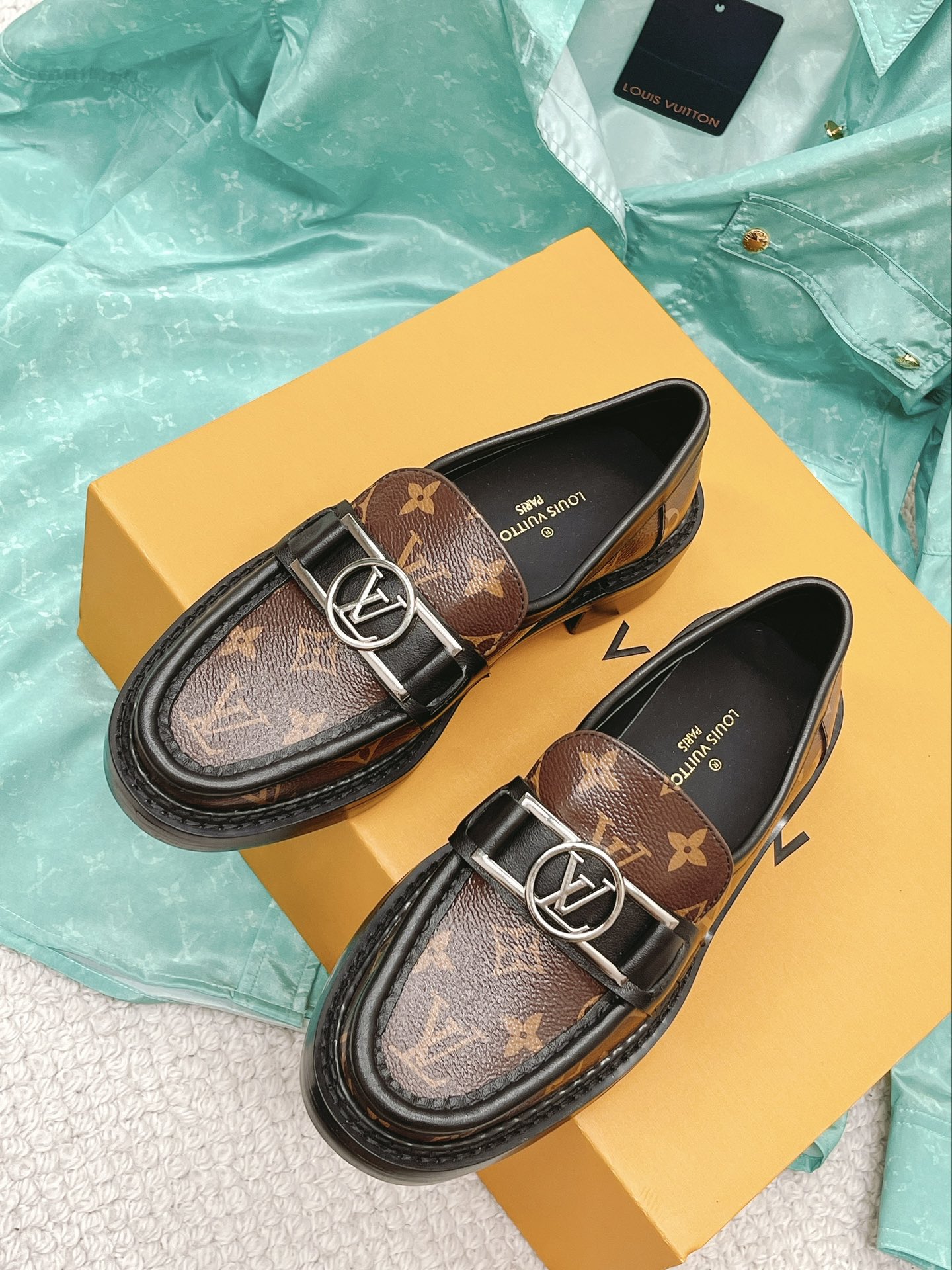 Louis Vuitton Women's Academy Loafer Silver Toned Hardware Brown For Women LV - Soul Replicas