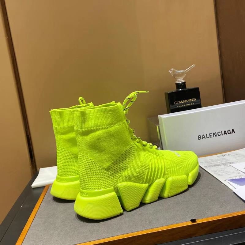 Balenciaga Speed 2.0 Lace-Up Recycled Knit Trainers Yellow For Women - Soul Replicas