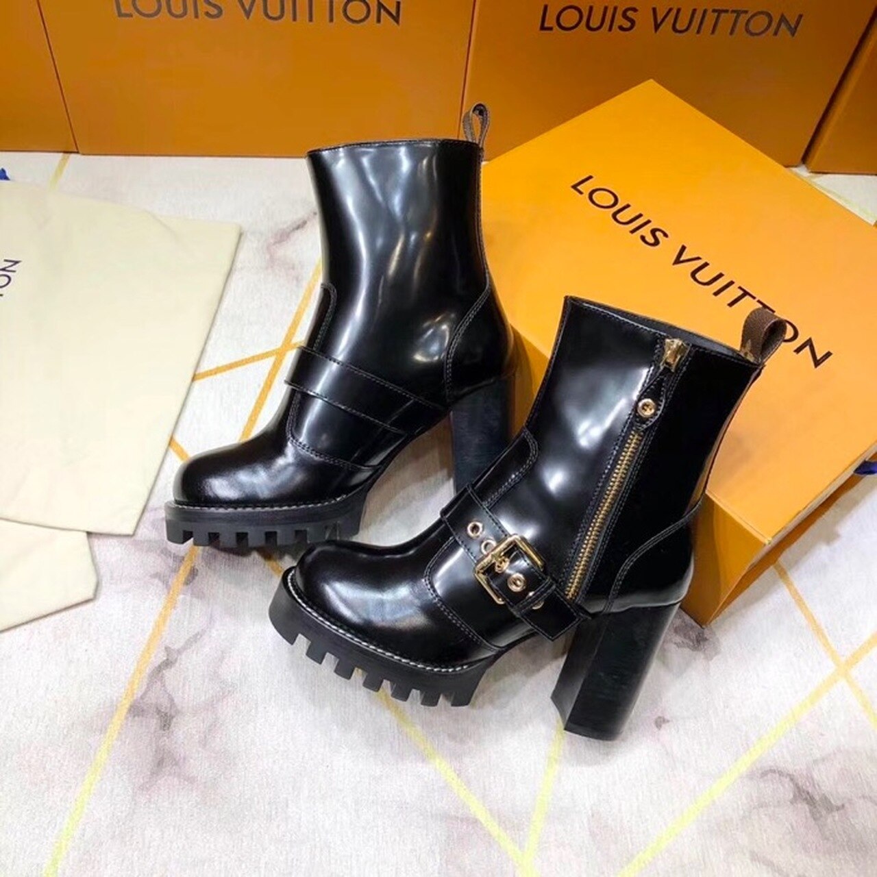 Louis Vuitton Star Trail Ankle Buckle Boot Black For Women LV - Soul Replicas