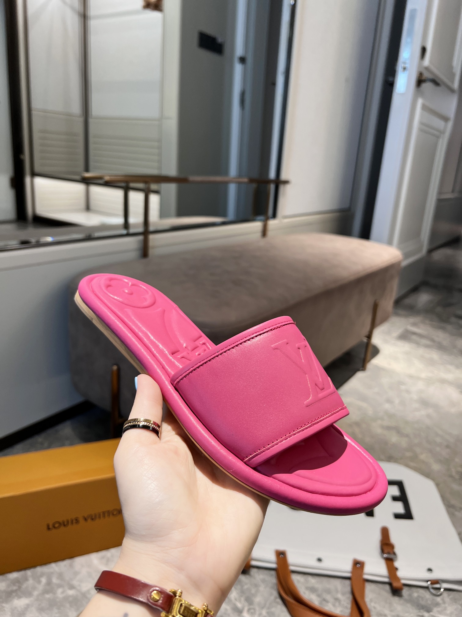 Louis Vuitton Women's Magnetic Flat Mule Fuchsia Pink For Women LV 1AA1MN - Soul Replicas