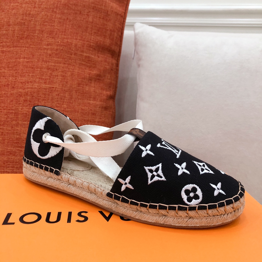 Louis Vuitton Women's Starboard Flat Espadrille Black For Women LV - Soul Replicas