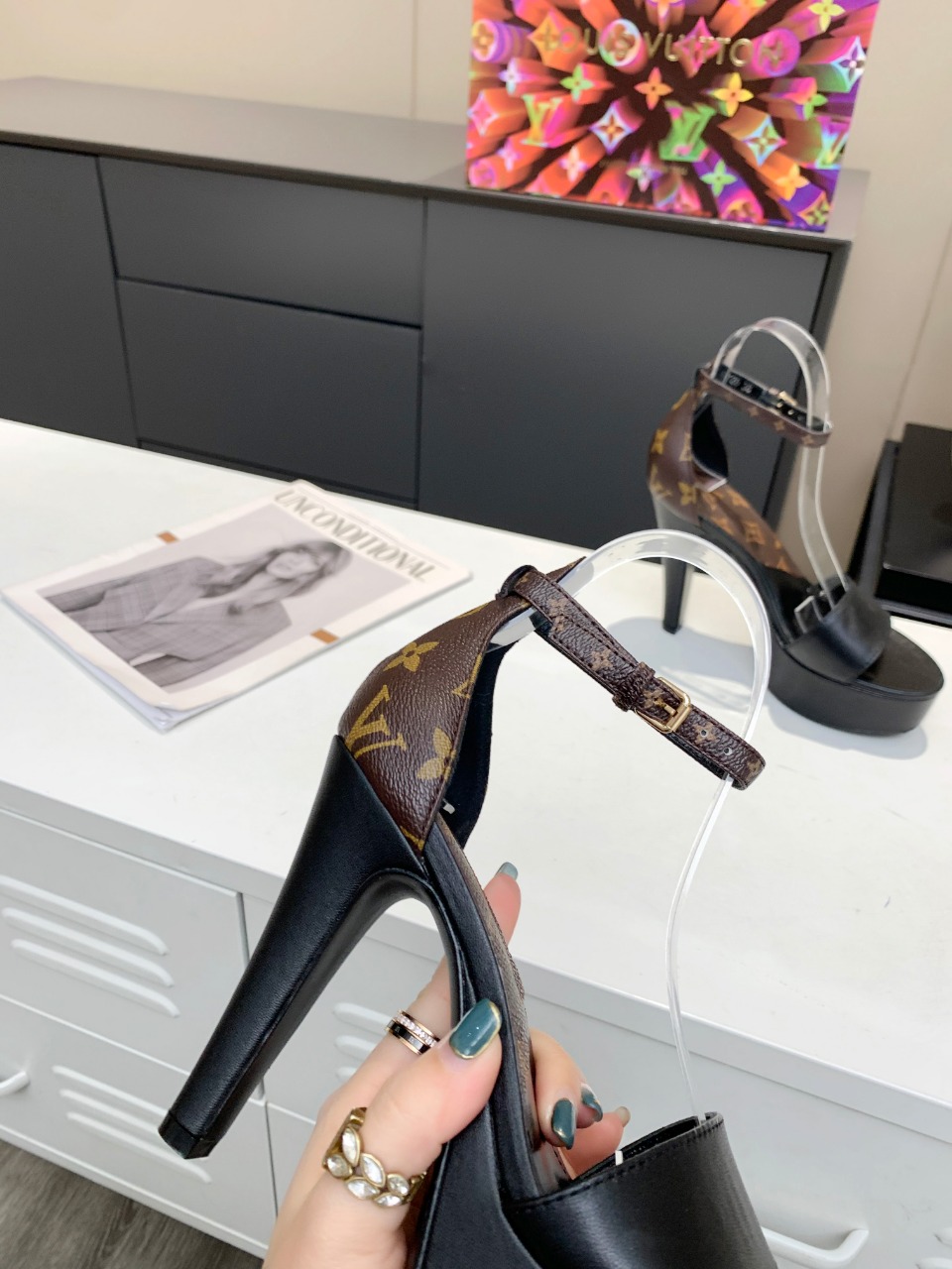 Louis Vuitton Women's Afterglow Platform Sandal Black And Brown For Women LV - Soul Replicas