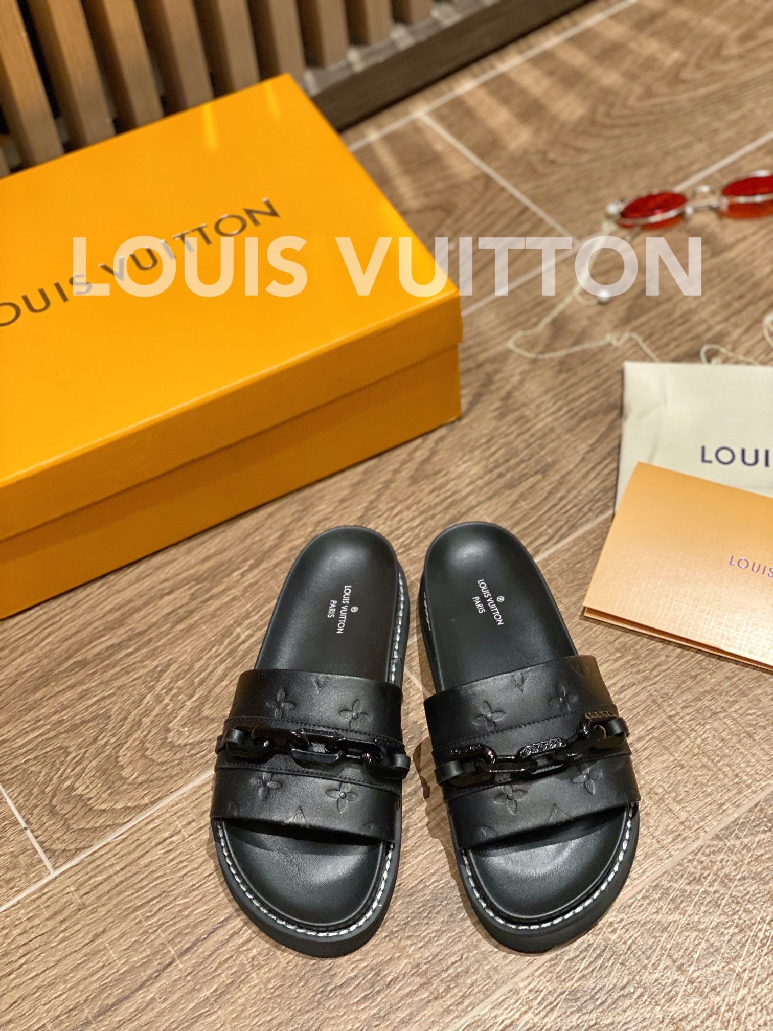 Louis Vuitton Sunset Flat Comfort Mule Black For Women LV - Soul Replicas
