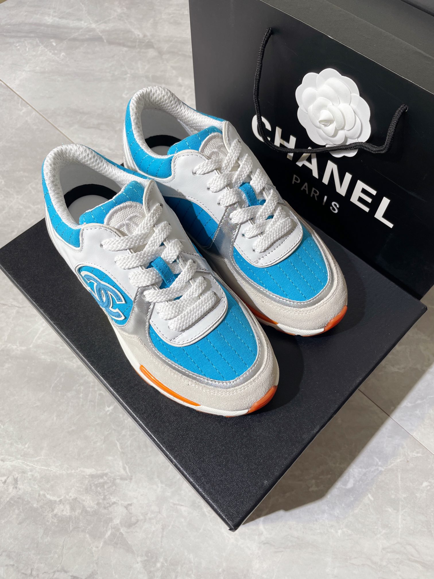 Chanel Women's Sneakers In Fabric Blue For Women - Soul Replicas