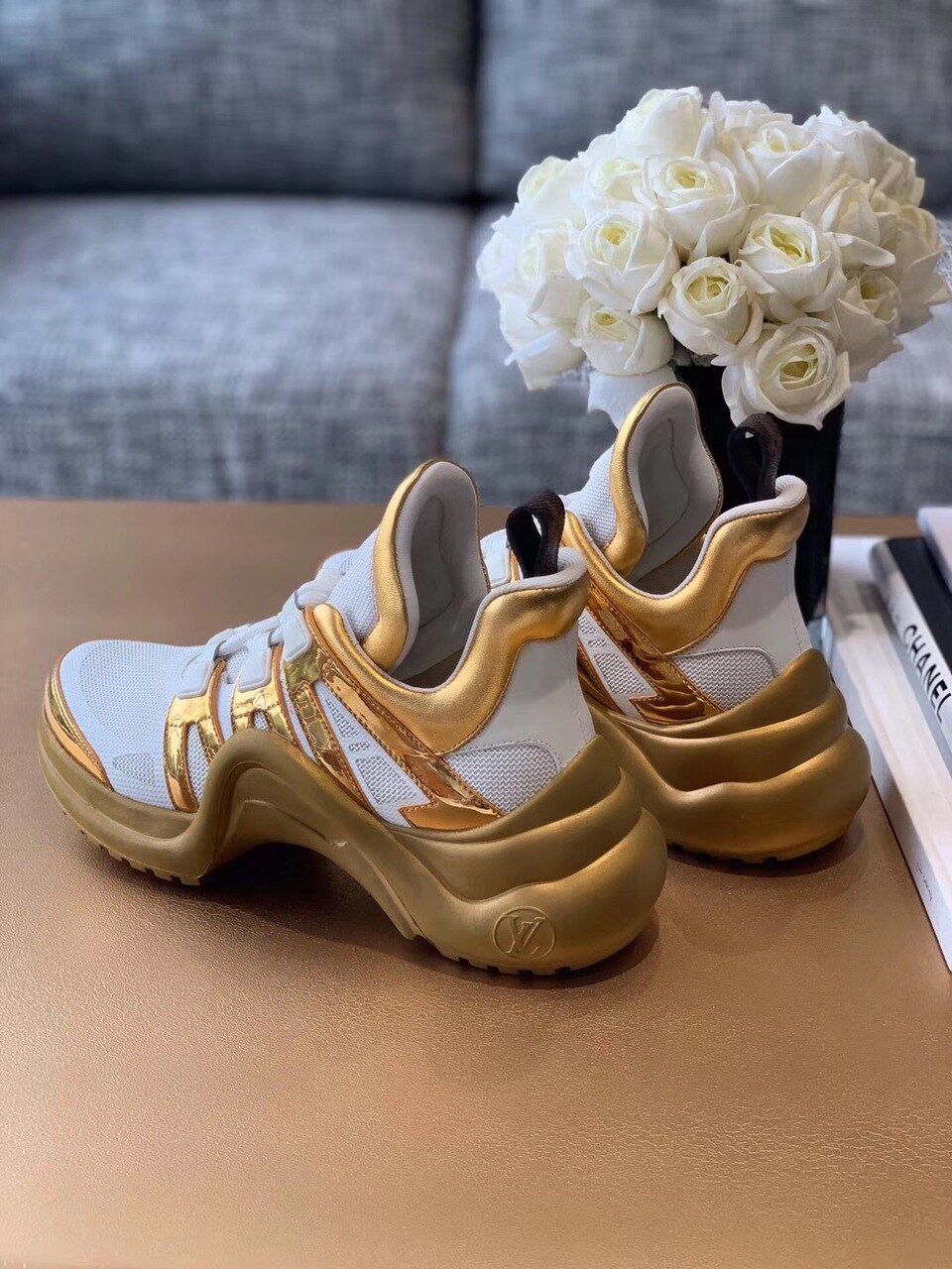 Louis Vuitton LV Archlight Sneaker Monogram Material White/Gold For Women LV - Soul Replicas