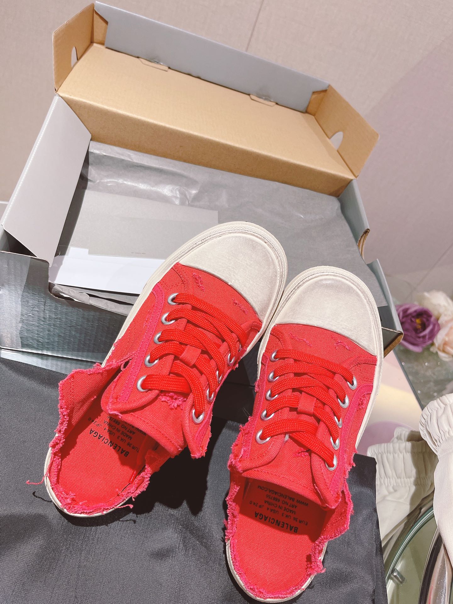 Balenciaga Paris Trainers Mule Red For Women - Soul Replicas