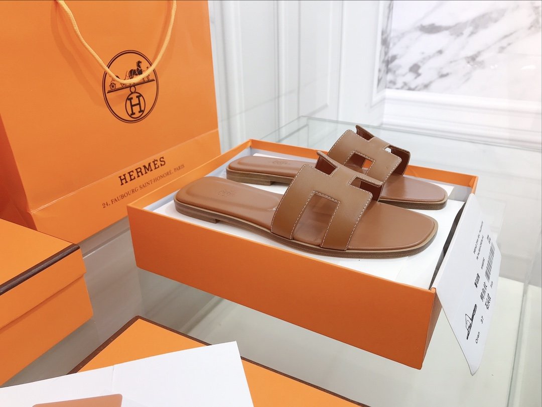 Hermes  Oran Sandal Brown For Women H021056Z 03350 - Soul Replicas