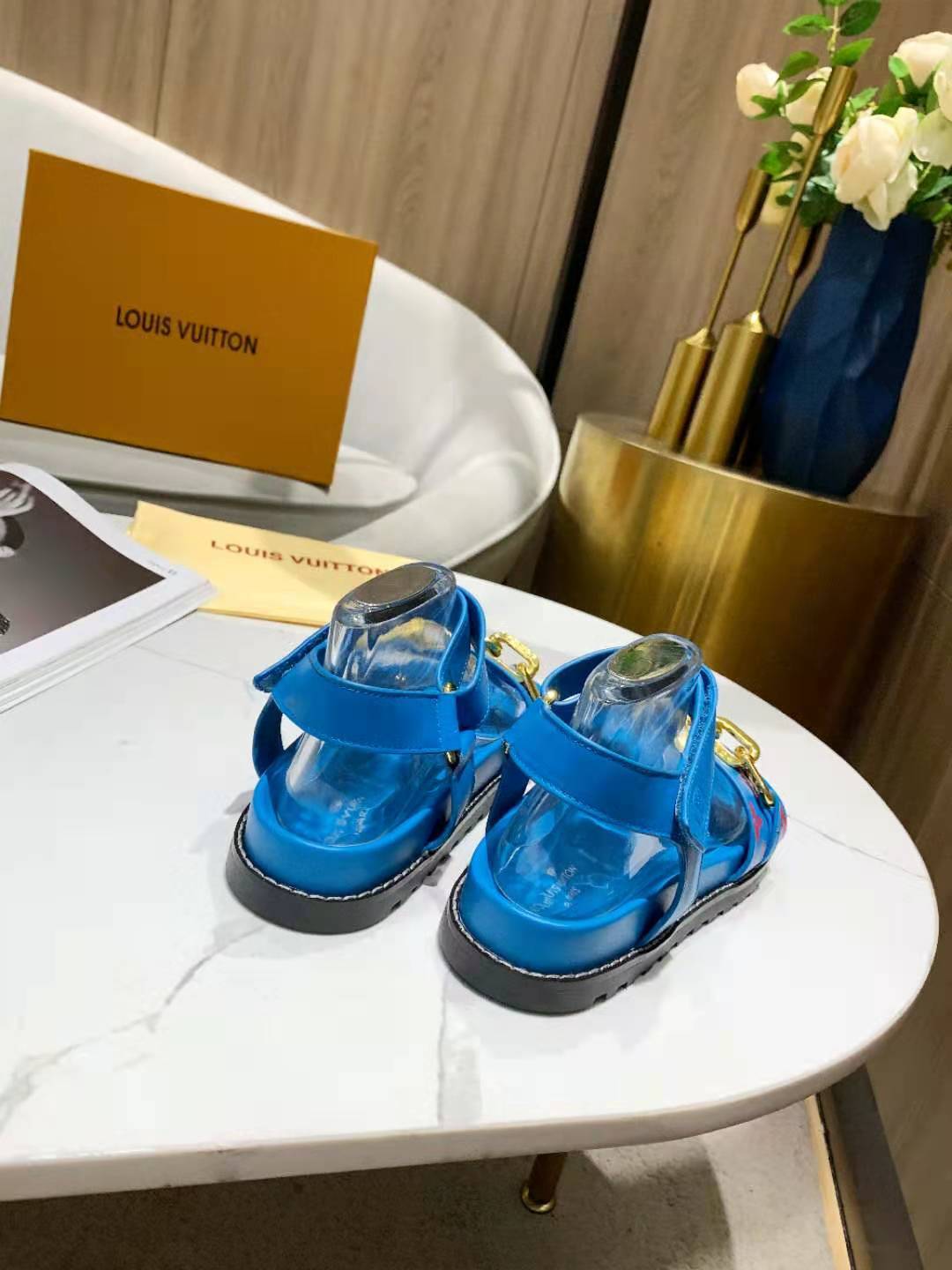 Louis Vuitton Paseo Flat Comfort Sandal Monogram Denim Blue For Women LV - Soul Replicas
