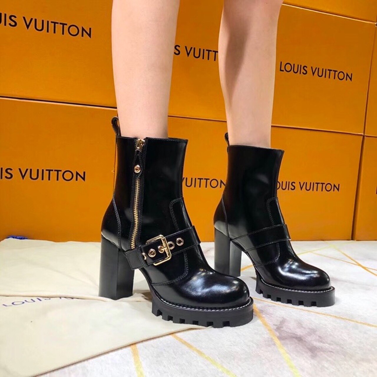 Louis Vuitton Star Trail Ankle Buckle Boot Black For Women LV - Soul Replicas