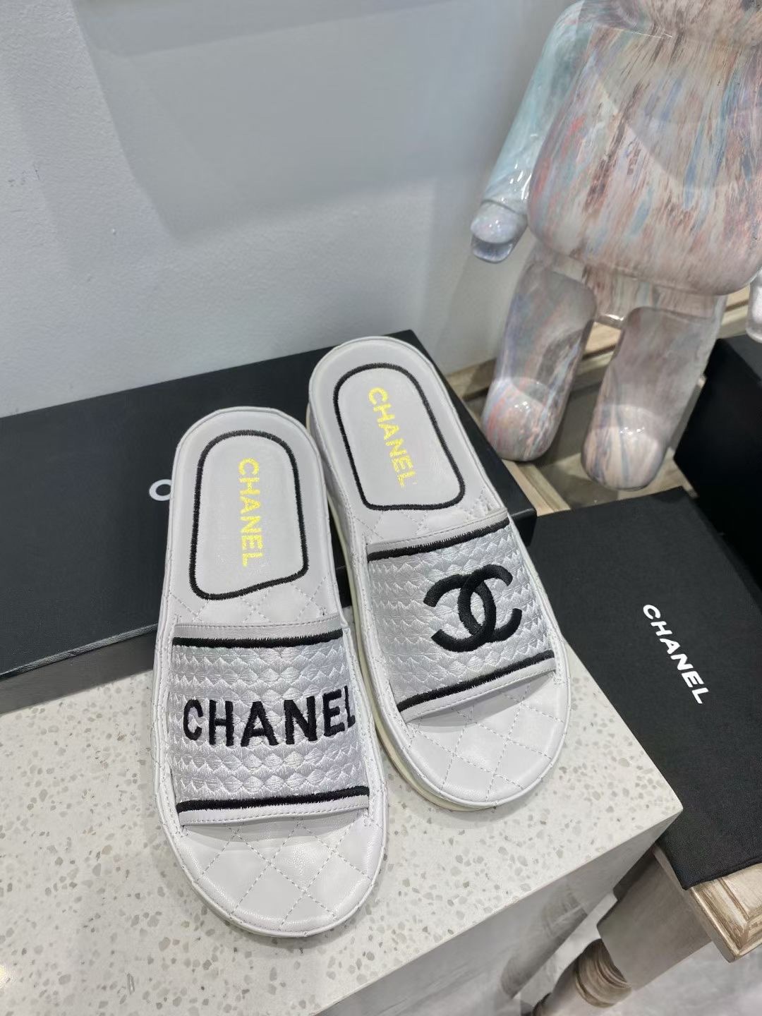 Chanel Women's Mules Black And White For Women - Soul Replicas