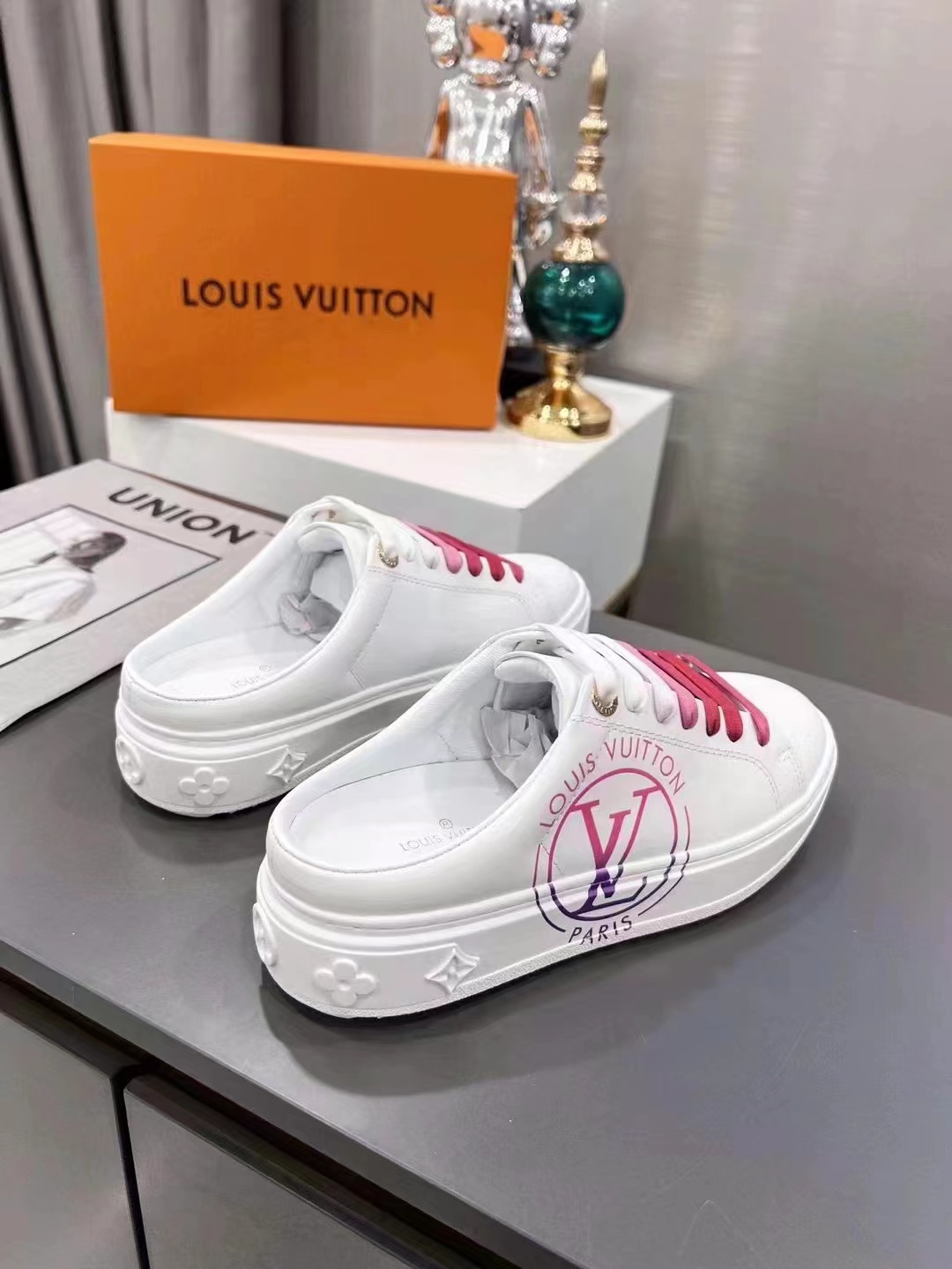 Louis Vuitton Women's Time Out Open-Back Sneaker Fuchsia Pink For Women LV 1AA1CD - Soul Replicas